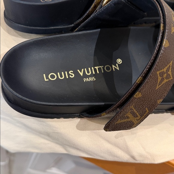Louis Vuitton Brown and Gold Monogram Sandals - Picture 3 of 10